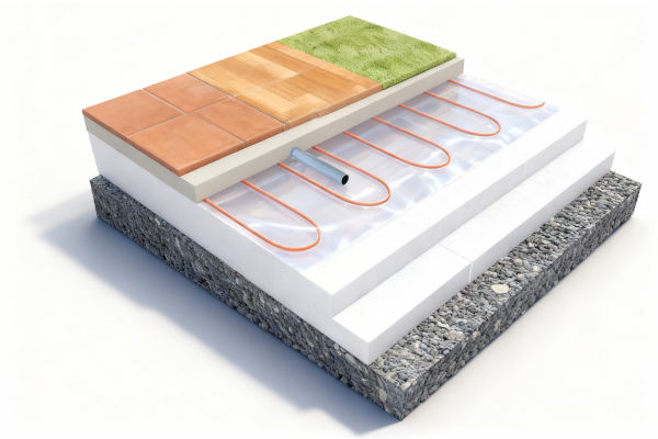 Topný kabel zalitý ve vrstvě anhydritu nebo betonu Topný kabel zalitý ve vrstvě anhydritu nebo betonu